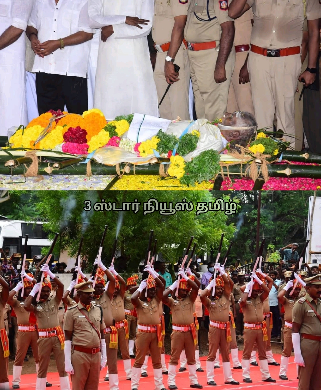 இயக்குனர் இமயம் பாரதிராஜாவின் உடல் 72 குண்டுகள் முழங்க அரசு மரியாதையுடன் நல்லடக்கம்